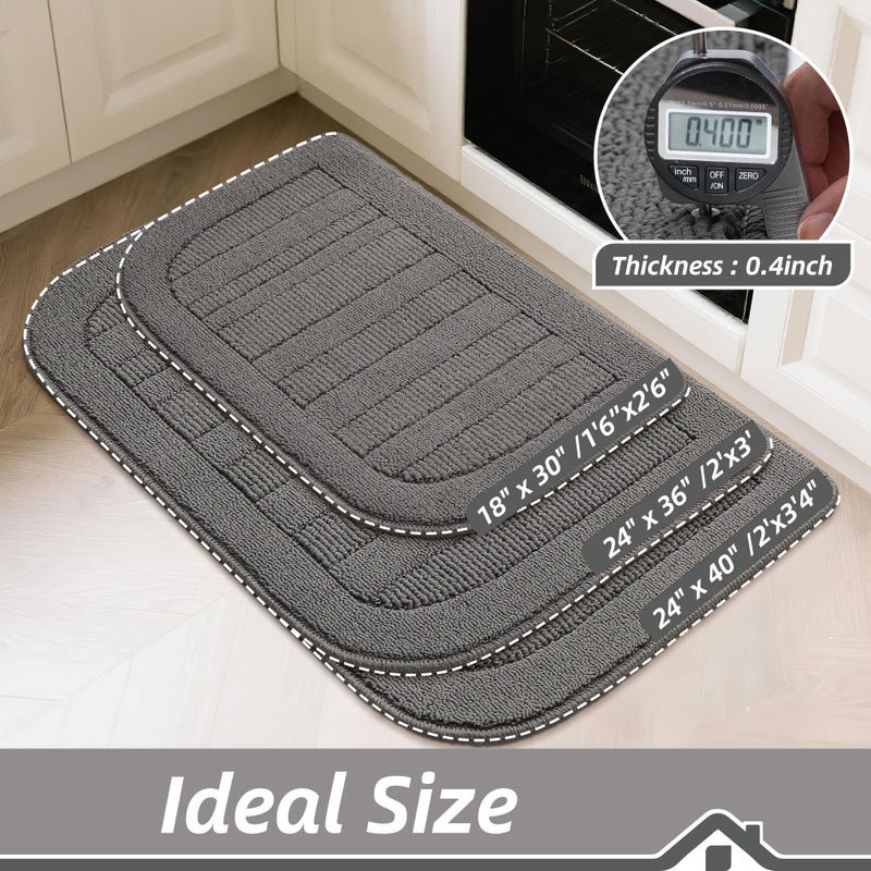 BEQHAUSE 30x18 Inch Kitchen Rug Mat Durable Kitchen Rugs Non-Slip Washable Absorbent Kitchen Mats for Floor Dirt-Resistant Semicircular Kitchen Mat (Grey) - Image 3
